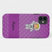 Coques Case-Mate iPhone Nom personnalisé astronaute violet pois (Dos (Horizontal))