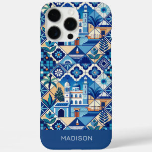 Coques iPhone 16 Pro Max Nom personnalisé Azulejo Tiles Motif