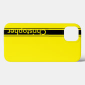 Coques Case-Mate iPhone Nom personnalisé Bande de course Jaune et Noir (Verso (horizontal))