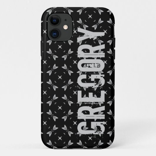 Coques Case-Mate iPhone Nom Personnalisé Black Silver Geometry For Him G61 (Dos)