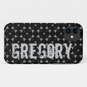 Coques Case-Mate iPhone Nom Personnalisé Black Silver Geometry For Him G61 (Dos (Horizontal))