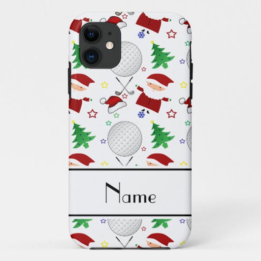 Coques Case-Mate iPhone Nom personnalisé blanc de golf de noël (Dos)