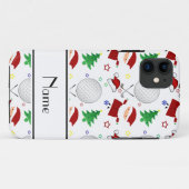 Coques Case-Mate iPhone Nom personnalisé blanc de golf de noël (Dos (Horizontal))