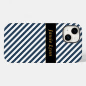 Coques Case-Mate iPhone Nom personnalisé Bleu/Blancs (Verso (horizontal))