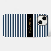 Coques Case-Mate iPhone Nom personnalisé Bleu/Blancs (Verso (horizontal))