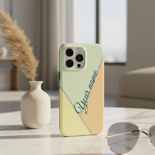 Coque iPhone 15 Pro Max Nom personnalisé Bloc de couleur géométrique paste