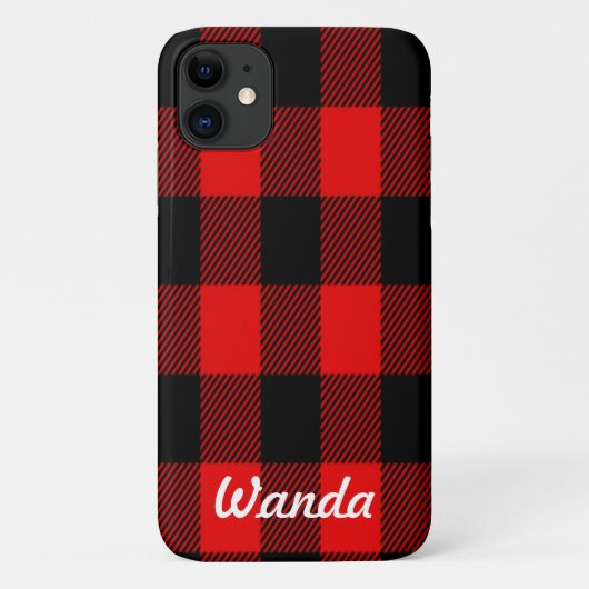 Coques Case-Mate iPhone Nom personnalisé Buffalo Plaid (Dos)