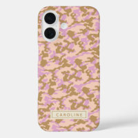 Nom personnalisé Camouflage rose Brown Camo Chic