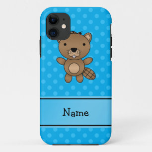 Case-Mate iPhone Case Nom personnalisé castor bleu pois