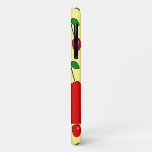 Coques Case-Mate iPhone Nom personnalisé cerises rouges sur jaune (Dos/Gauche)