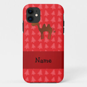 Coques Pour iPhone Nom personnalisé chameau rouge noël arbres