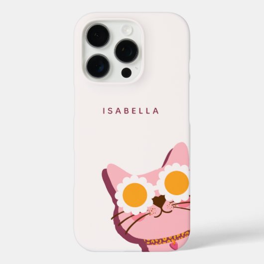 Coques Case-Mate iPhone Nom personnalisé Chat Rose Mignon (Verso)