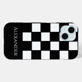 Coques Case-Mate iPhone Nom personnalisé Chèque noir et blanc (Verso (horizontal))