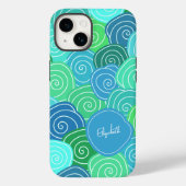 Coques Case-Mate iPhone Nom personnalisé Cool mignon Motif bleu vert uniqu (Verso)