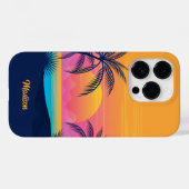 Coques Case-Mate iPhone Nom personnalisé Coucher de soleil tropical (Verso (horizontal))