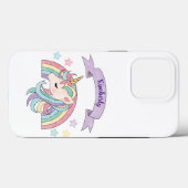 Coques Case-Mate iPhone Nom personnalisé Cute Pastel Unicorn & Sparkly Rai (Verso (horizontal))