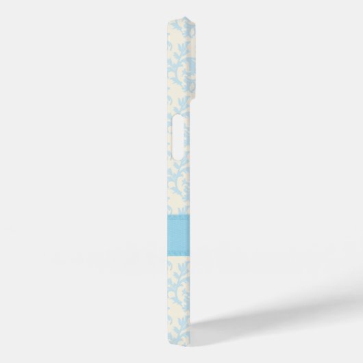 Coques Case-Mate iPhone Nom personnalisé damask bleu clair & crème (Verso / Droite)