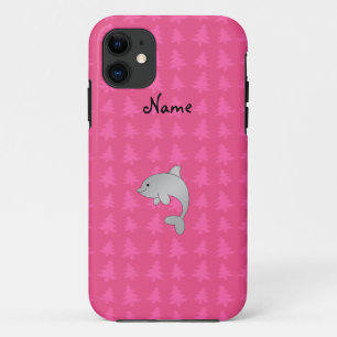 Etui iPhone Case-Mate Nom personnalisé dauphin rose noël arbres