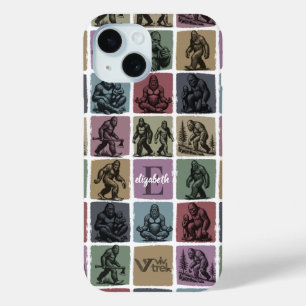 Coque Pour iPhone 15 Nom personnalisé de Bigfoot Art Rétro de la Forêt