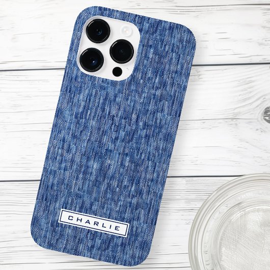 Coques Case-Mate iPhone Nom personnalisé de denim bleu