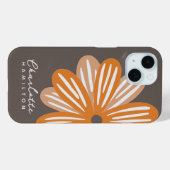 Coques Case-Mate iPhone Nom personnalisé de la fleur orange (Verso (horizontal))