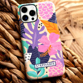 Coques Case-Mate iPhone Nom personnalisé de la jungle tropicale Abstraite