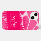 Coques Case-Mate iPhone Nom personnalisé de l'animal graphique rose (Verso (horizontal))