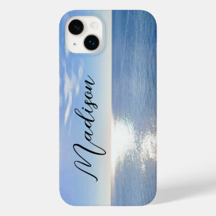 Coque Pour iPhone 14 Plus Nom personnalisé de l'océan bleu étincelant