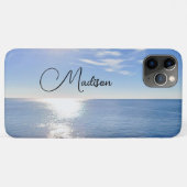 Coques Case-Mate iPhone Nom personnalisé de l'océan bleu étincelant (Dos (Horizontal))