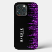 Coques Case-Mate iPhone Nom personnalisé de Parties scintillant violette C (Verso)