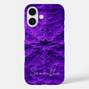 Coques iPhone 16 Nom personnalisé de violet texturé