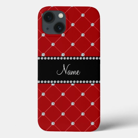 Coques Case-Mate iPhone Nom personnalisé diamants rouges tuft (Verso)