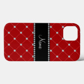 Coques Case-Mate iPhone Nom personnalisé diamants rouges tuft (Verso (horizontal))