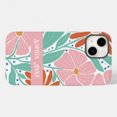 Coques Case-Mate iPhone Nom personnalisé du modèle floral rétro (Verso (horizontal))