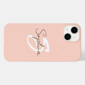 Coques Case-Mate iPhone Nom personnalisé du monogramme rose (Verso (horizontal))