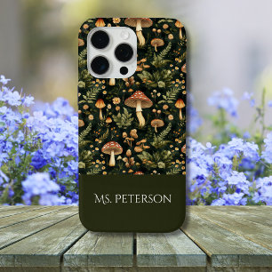 Coque iPhone 15 Pro Max Nom personnalisé du Motif de champignons Whimsical