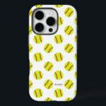 Coques iPhone 16 Pro Nom personnalisé du Motif Softball mignon<br><div class="desc">Un motif de softball mignon coque iphone de nom personnalisé,  avec une police de script de calligraphie moderne. Le style de police et la couleur peuvent être modifiés à l'aide des outils de modèle en ligne.</div>