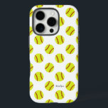 Coques iPhone 16 Pro Nom personnalisé du Motif Softball mignon<br><div class="desc">Un motif de softball mignon coque iphone de nom personnalisé,  avec une police de script de calligraphie moderne. Le style de police et la couleur peuvent être modifiés à l'aide des outils de modèle en ligne.</div>
