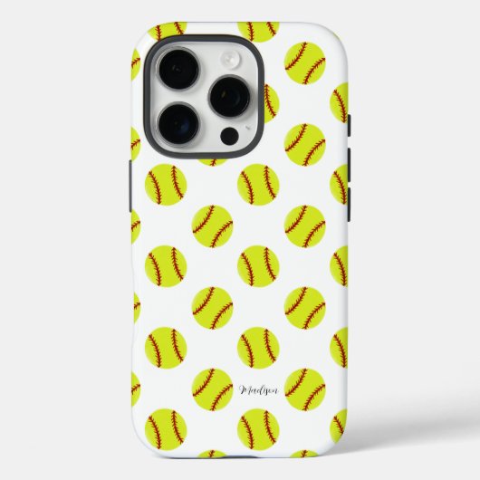 Coques Case-Mate iPhone Nom personnalisé du Motif Softball mignon (Verso)