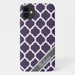 Case-Mate iPhone Case Nom personnalisé du treillis pourpre et gris