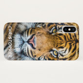 Coques Case-Mate iPhone Nom personnalisé du visage du tigre (Dos (Horizontal))