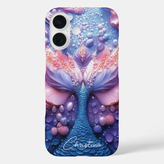 Coques Case-Mate iPhone Nom personnalisé Échelle de sirène arc-en-ciel Ima (Verso)
