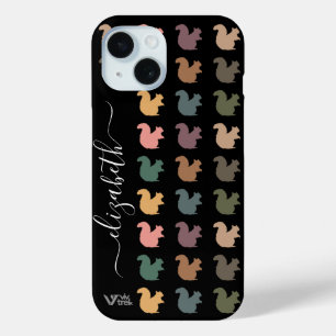 Coque Pour iPhone 15 Nom personnalisé Écureuil rétro Cadeau de forêt vi