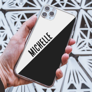 Case-Mate iPhone Case Nom personnalisé élégant noir & blanc scindé monoc