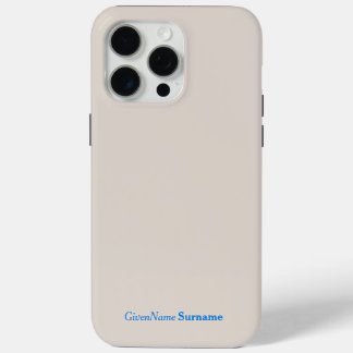 Coque iPhone 15 Pro Max Nom personnalisé Élégant Simple Quill Gris Bleu