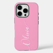 Coques Case-Mate iPhone Nom personnalisé en écriture calligraphique rose (Verso)