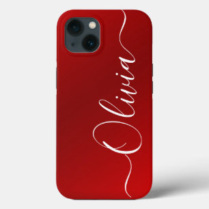 Case-Mate iPhone Case Nom personnalisé en métal rouge moderne