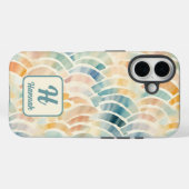 Coques Case-Mate iPhone Nom personnalisé et aquarelle monographique modéli (Verso (horizontal))