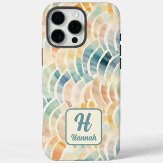 Coques iPhone 16 Pro Max Nom personnalisé et aquarelle monographique modéli
