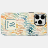 Coques Case-Mate iPhone Nom personnalisé et aquarelle monographique modéli (Verso (horizontal))